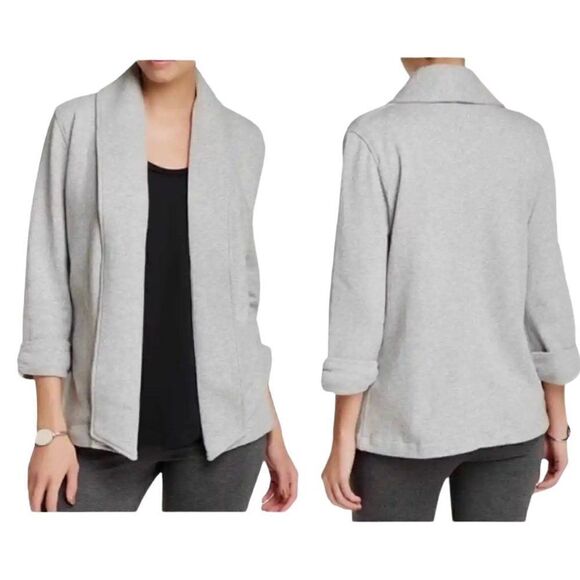 Theory Ashbey Growing Open Front Cardigan Sweater Light Gray - Picture 1 of 8